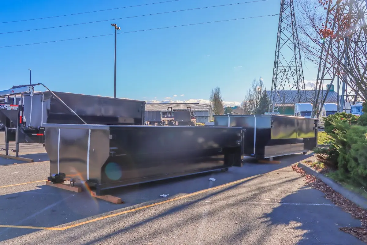 Roll-off dumpster ready for waste disposal at job site for Construction Dumpster Rental in Upper Allen